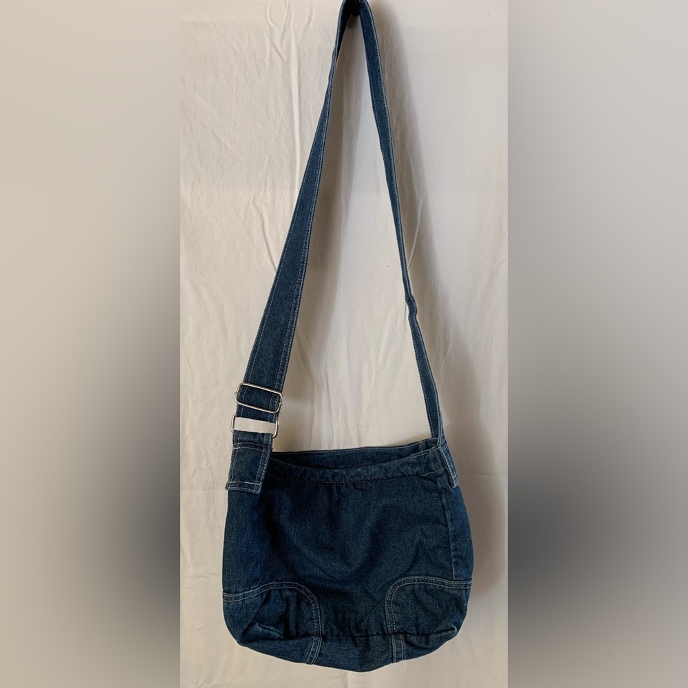 Upcycled denim crossbody or shoulder bag with adjustable strap